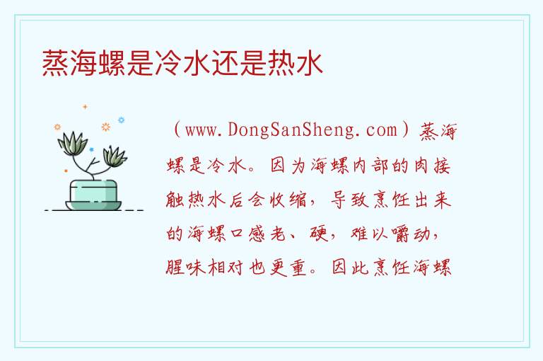 蒸海螺是冷水还是热水 