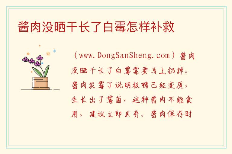 酱肉没晒干长了白霉怎样补救 