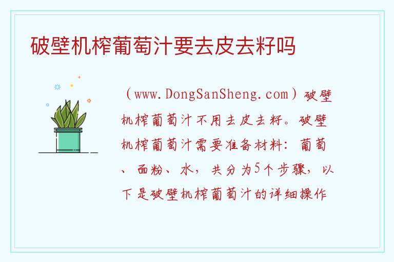 破壁机榨葡萄汁要去皮去籽吗 