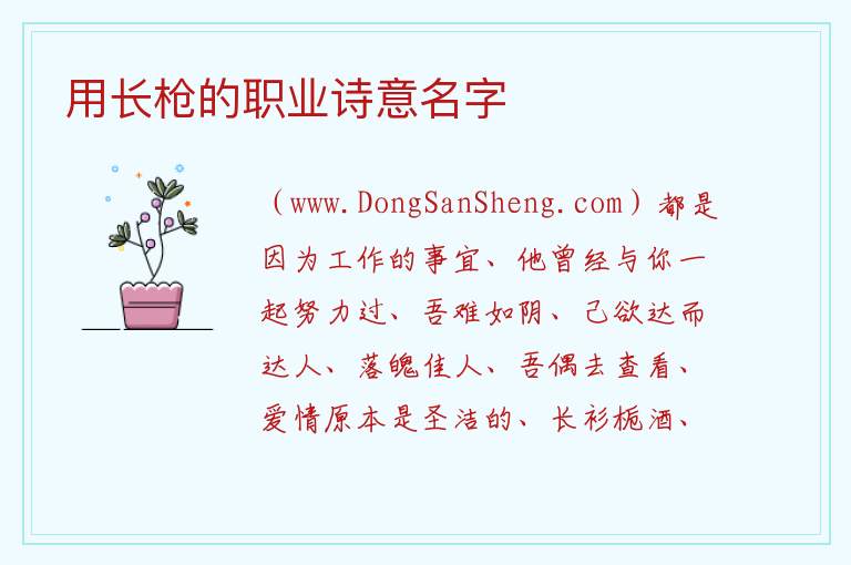 用长枪的职业诗意名字 