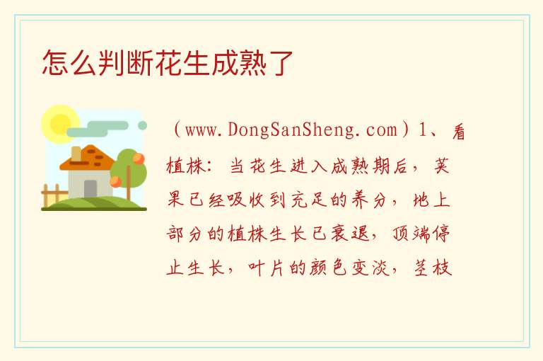 怎么判断花生成熟了 