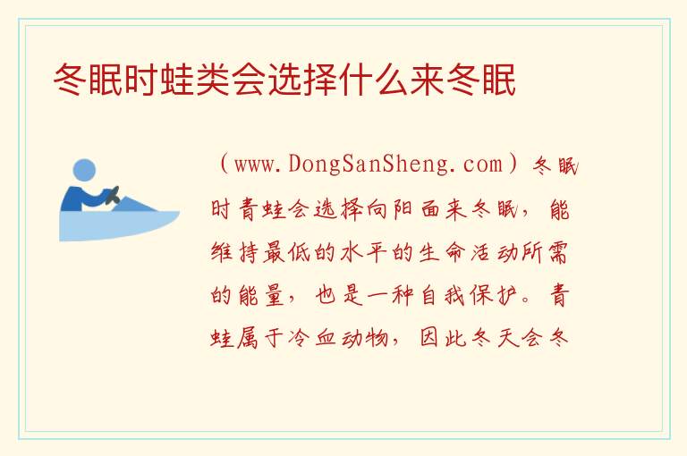 冬眠时蛙类会选择什么来冬眠 