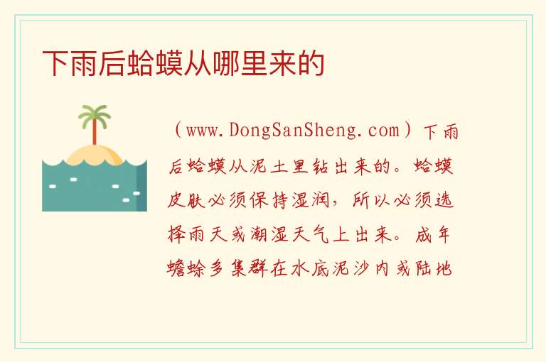下雨后蛤蟆从哪里来的 