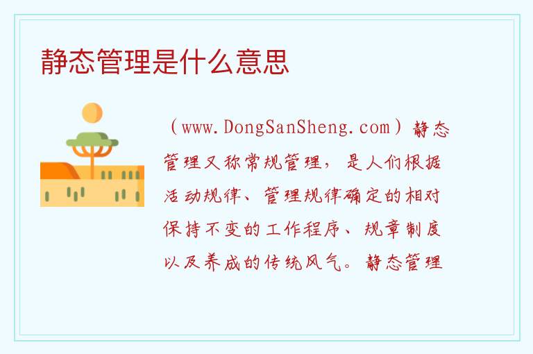 静态管理是什么意思 