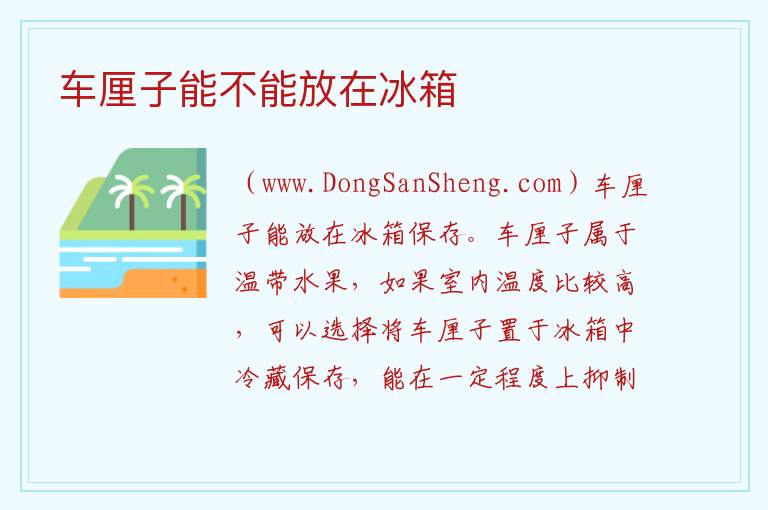 车厘子能不能放在冰箱 