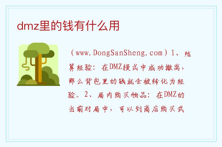 dmz里的钱有什么用 