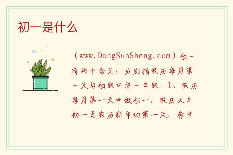 初一是什么 