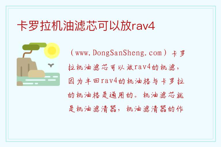 卡罗拉机油滤芯可以放rav4 