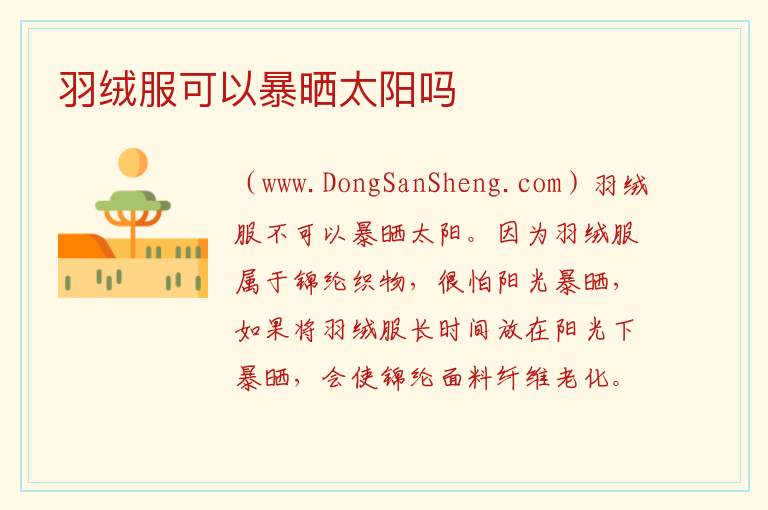 羽绒服可以暴晒太阳吗 