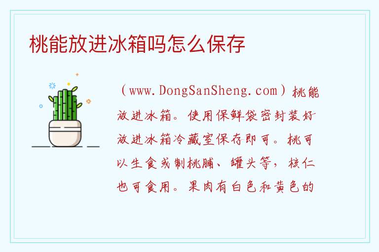 桃能放进冰箱吗怎么保存 
