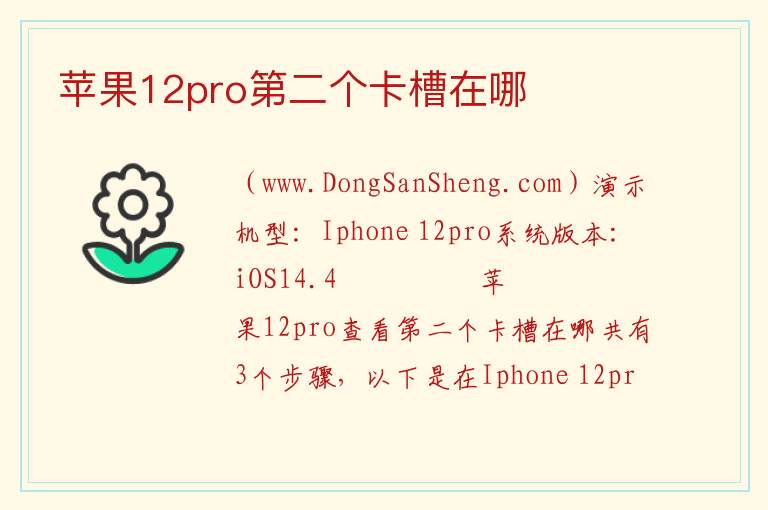苹果12pro第二个卡槽在哪 