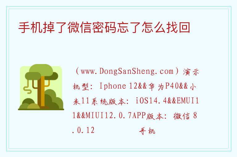 手机掉了微信密码忘了怎么找回 