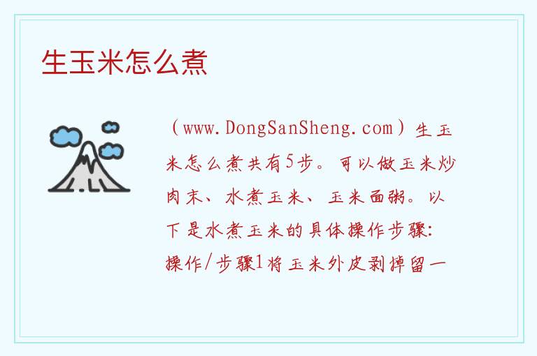 生玉米怎么煮 