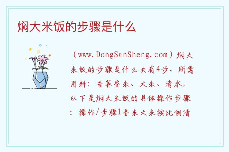 焖大米饭的步骤是什么 