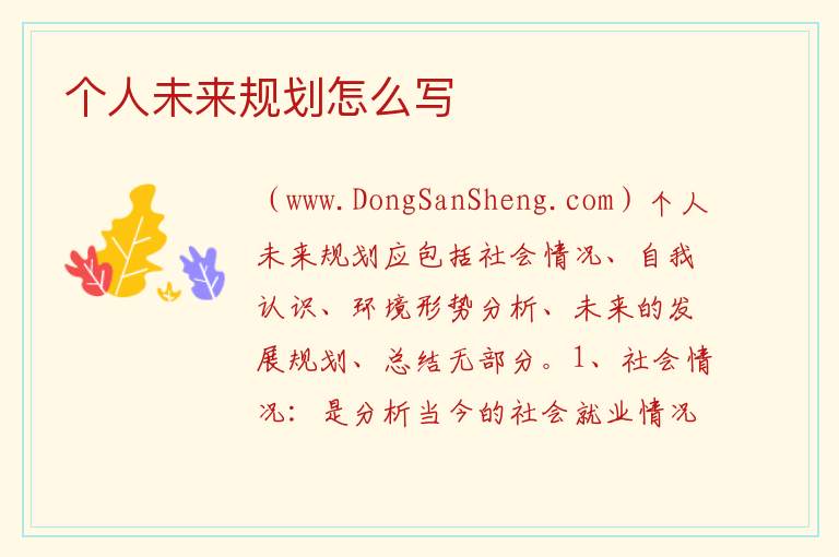 个人未来规划怎么写 