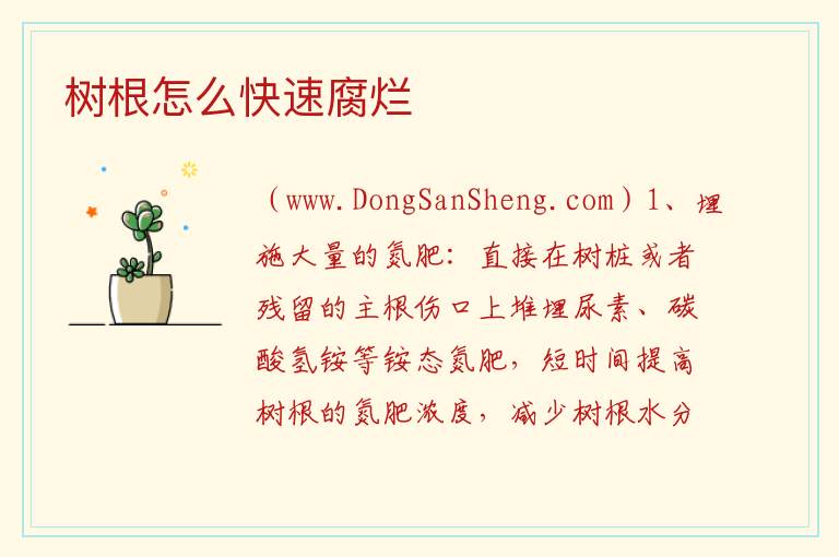 树根怎么快速腐烂 