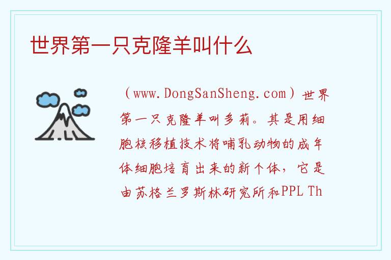 世界第一只克隆羊叫什么 