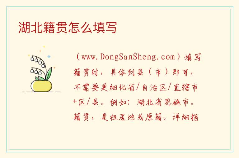 湖北襄阳籍贯怎么填写，湖北襄阳籍贯怎么填写