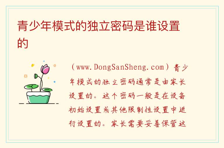 青少年模式的独立密码是谁设置的 青少年模式初始密码是什么