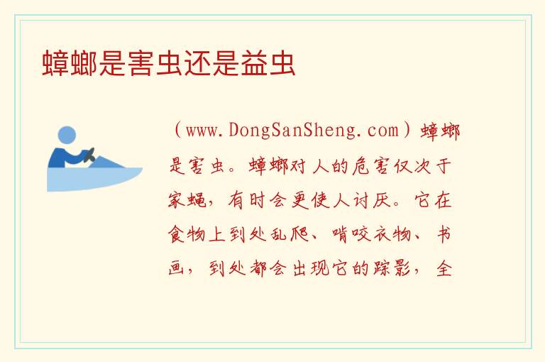 蟑螂是害虫还是益虫 