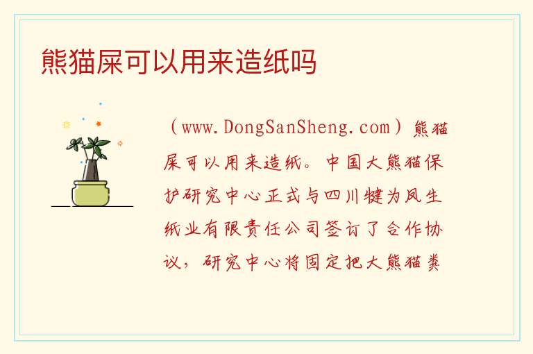 熊猫屎可以用来造纸吗 