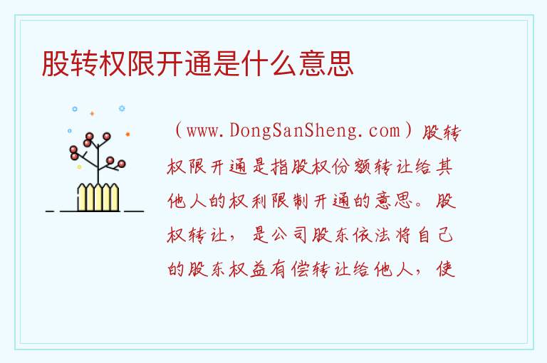 股转权限开通是什么意思 