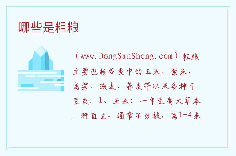 哪些是粗粮 