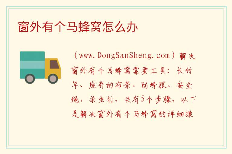 窗外有个马蜂窝怎么办 