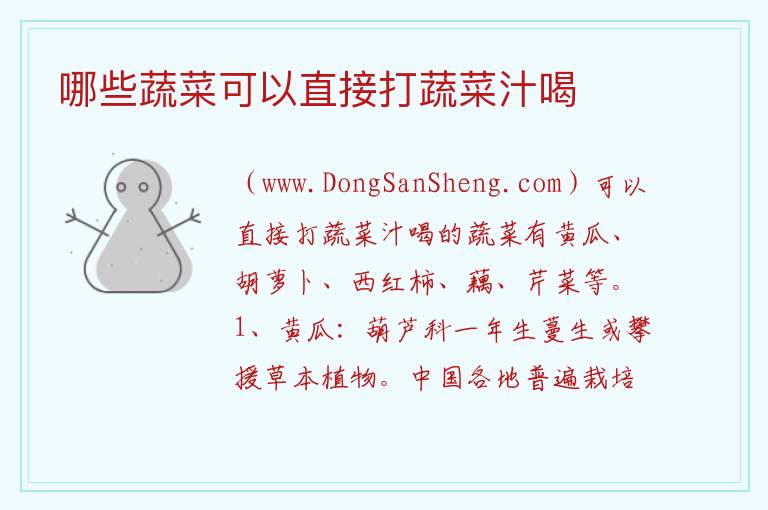 哪些蔬菜可以直接打蔬菜汁喝 