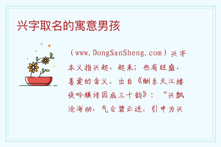 兴字取名的寓意男孩 