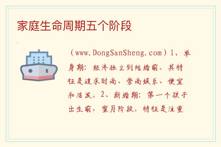 家庭生命周期五个阶段 