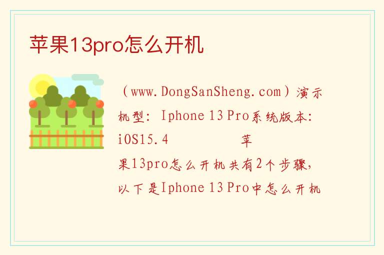 苹果13pro怎么开机 