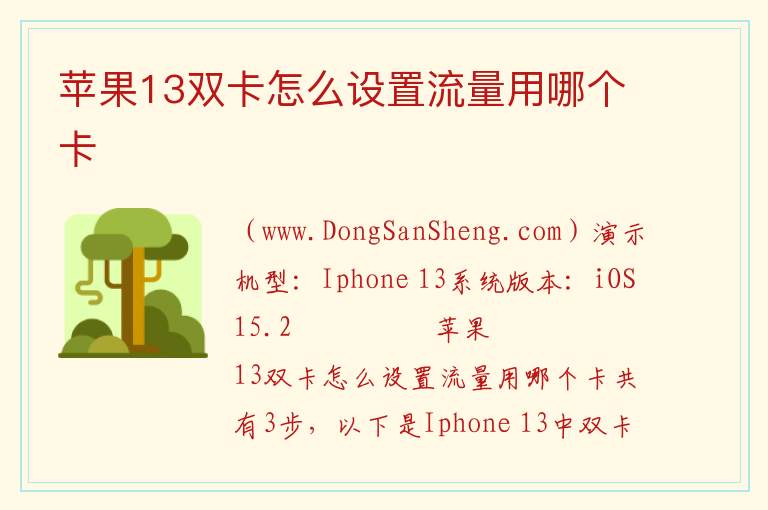 苹果13双卡怎么设置流量用哪个卡 