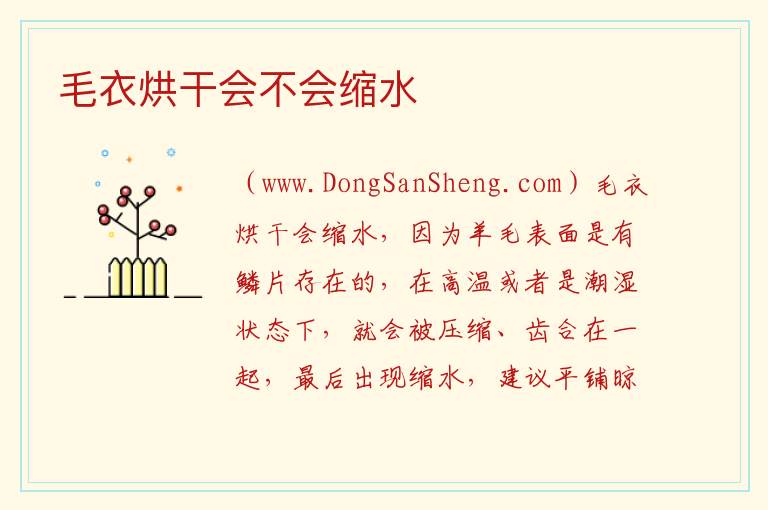 毛衣烘干会不会缩水 