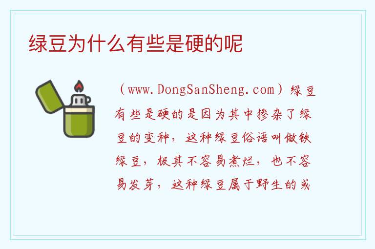 绿豆为什么有些是硬的呢 