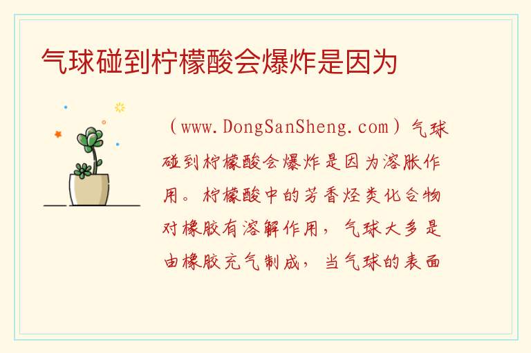 为什么柠檬水碰到气球会爆炸，为什么柠檬水碰到气球会爆炸