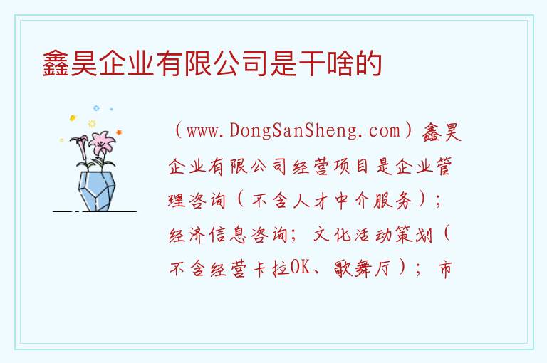 鑫昊企业有限公司是干啥的 