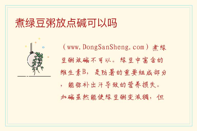 煮绿豆粥放点碱可以吗 