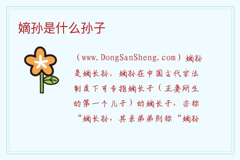 嫡孙是什么孙子 