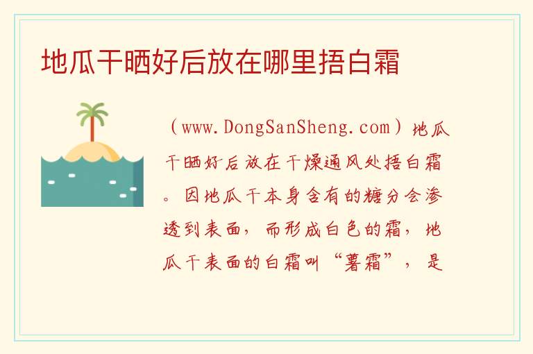 地瓜干晒好后放在哪里捂白霜 