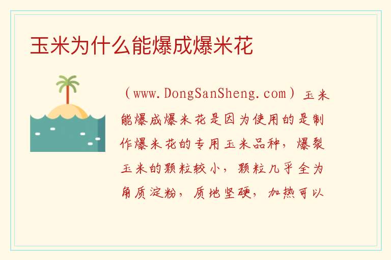 玉米为什么能爆成爆米花 