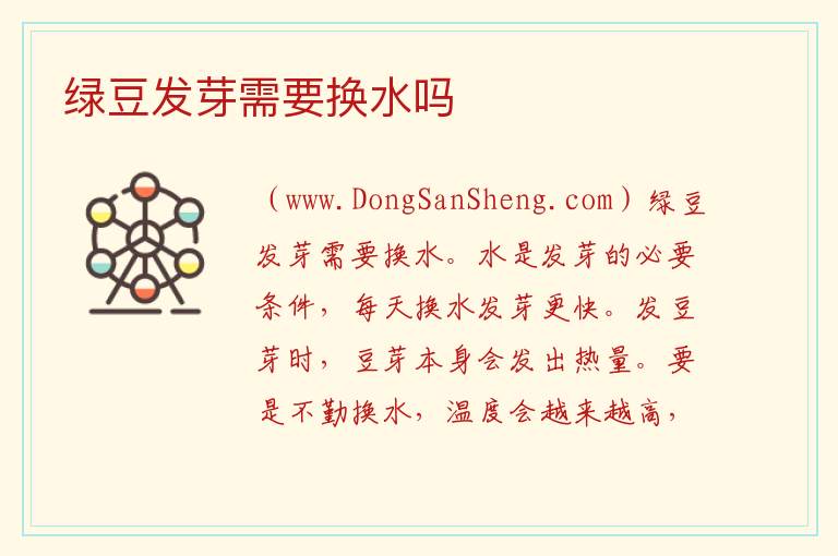 绿豆发芽需要换水吗 