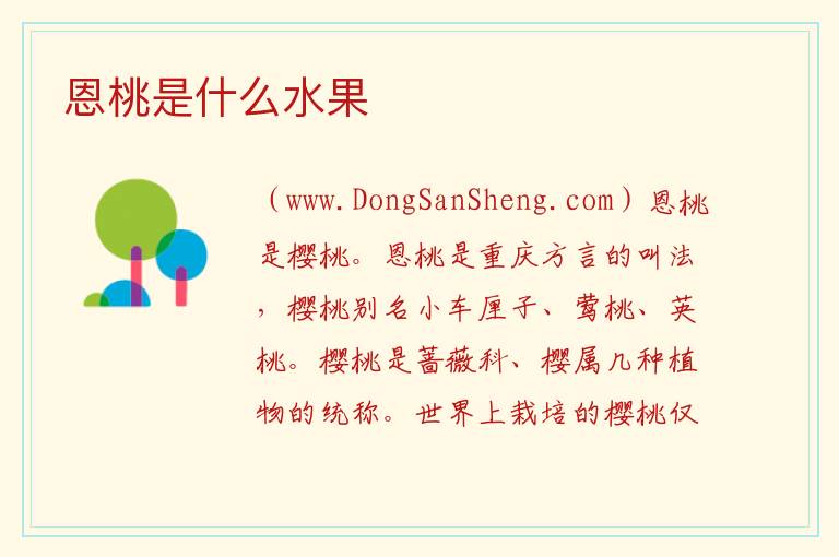 恩桃是什么水果 