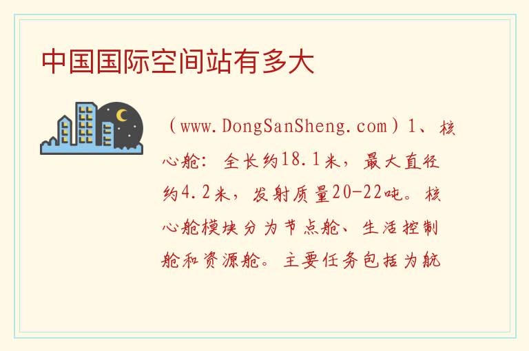 中国国际空间站有多大 