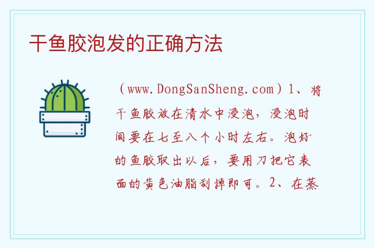 干鱼胶泡发的正确方法 
