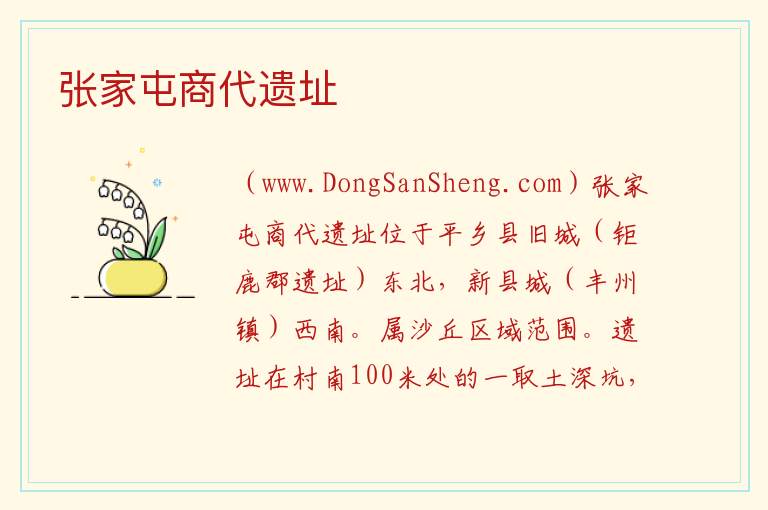 张家屯商代遗址 河北省邢台市平乡县：张家屯商代遗址旅游攻略