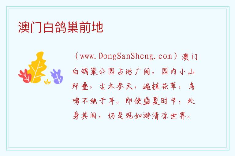 澳门圣安多尼堂区：澳门白鸽巢前地旅游攻略，澳门圣安多尼堂区：澳门白鸽巢前地旅游攻略