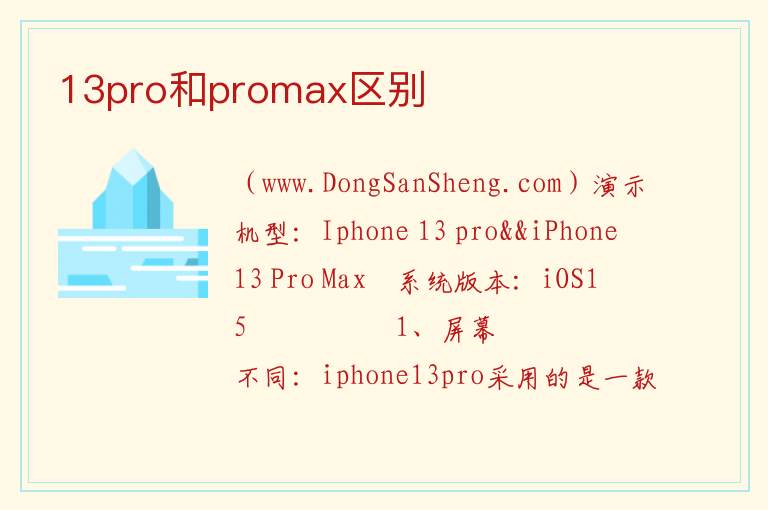 13pro和promax区别 