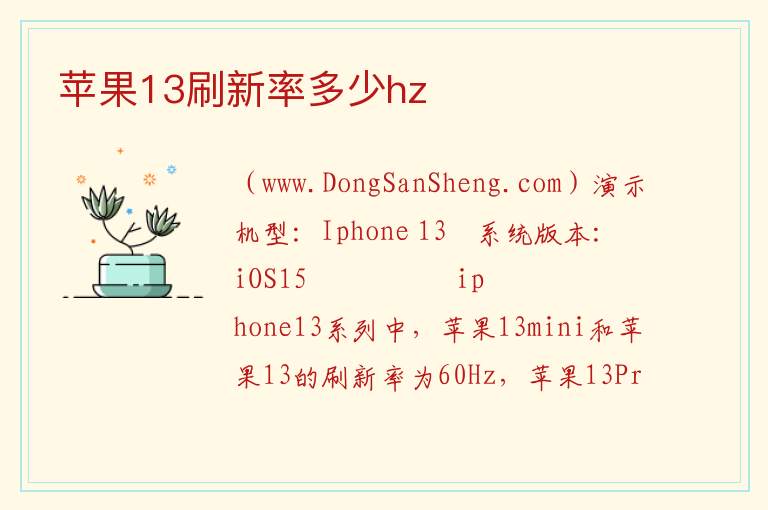 苹果13刷新率多少hz 