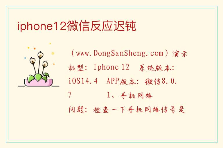 iphone12微信反应迟钝 